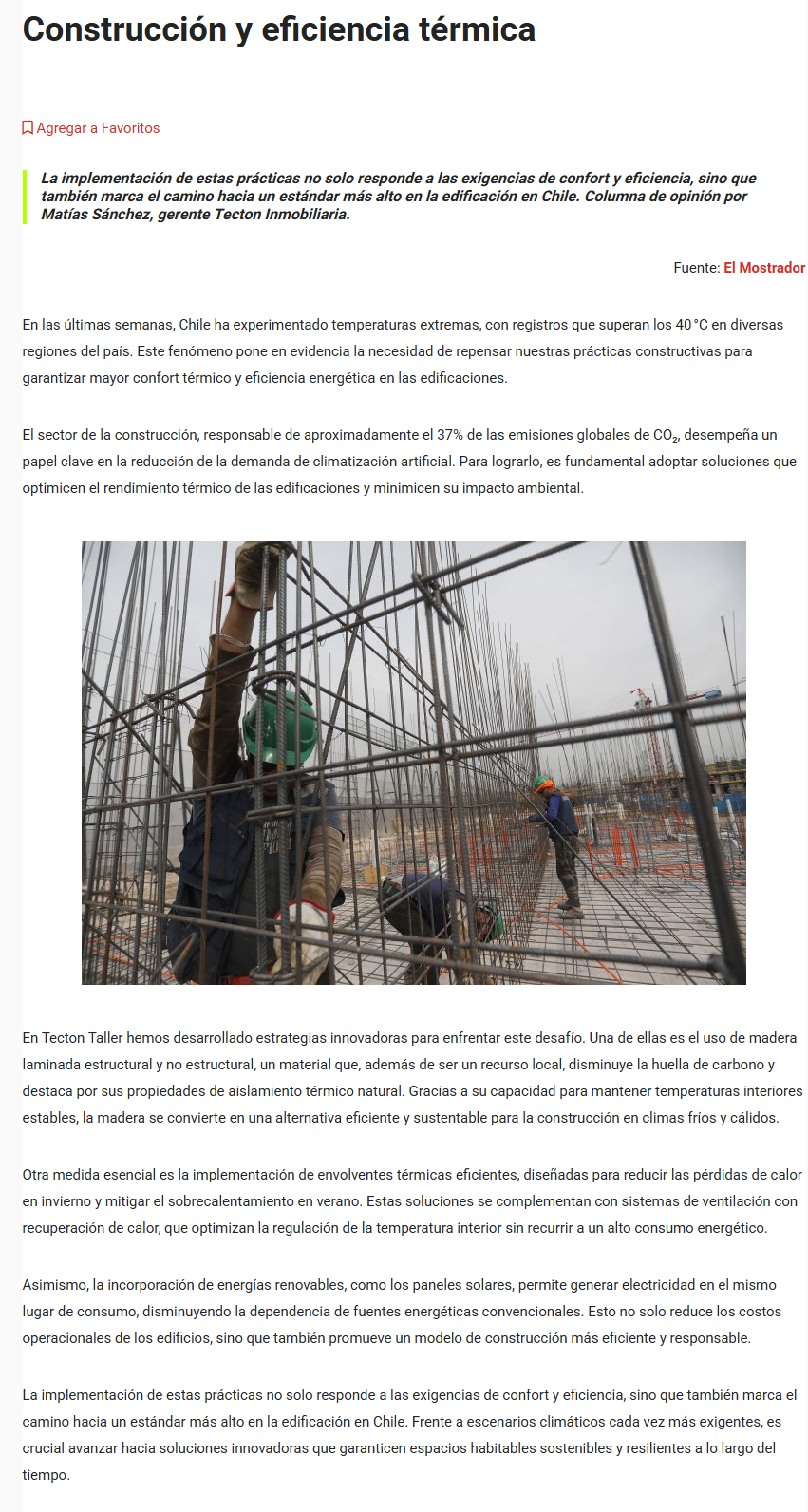Construcción y eficiencia térmica